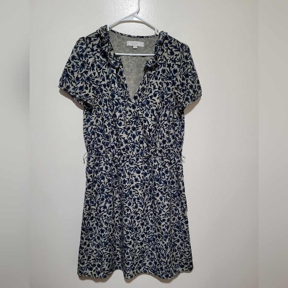 LOFT Blue and Grey V-Neck‎ Sundress